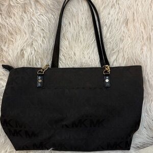 Michael Kors Black Logo Tote with Gold Accents